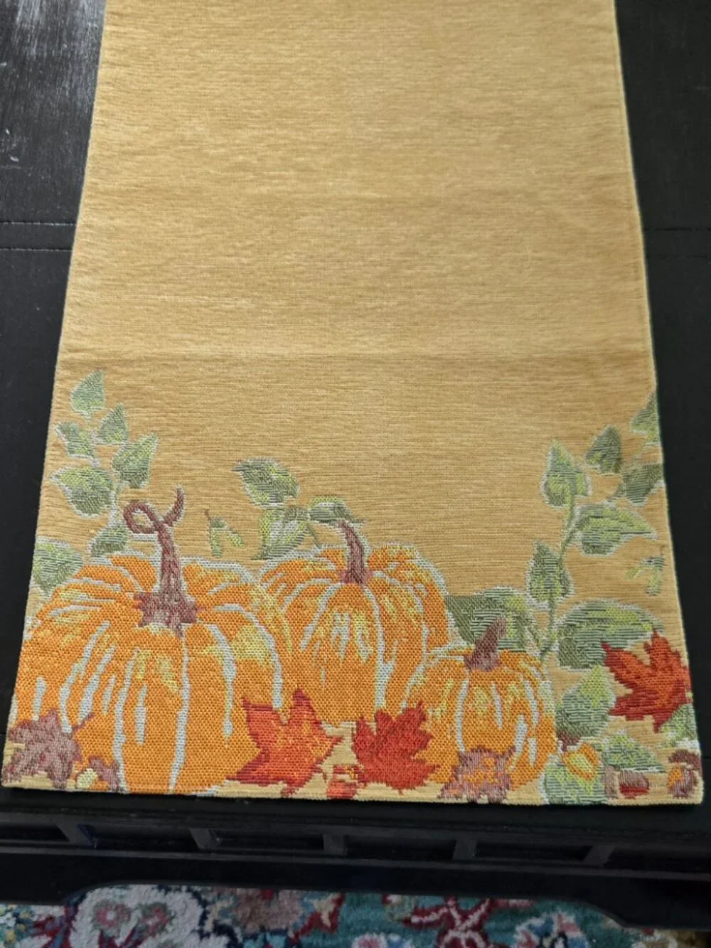 Fall Harvest Pumpkin Embroidered Table Runner